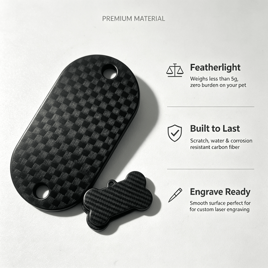 Carbon Fiber Dog Tag - Lightweight Engravable Pet ID Tag - Carbonpawtag