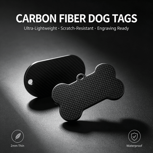 Carbon Fiber Dog Tag - Lightweight Engravable Pet ID Tag - Carbonpawtag